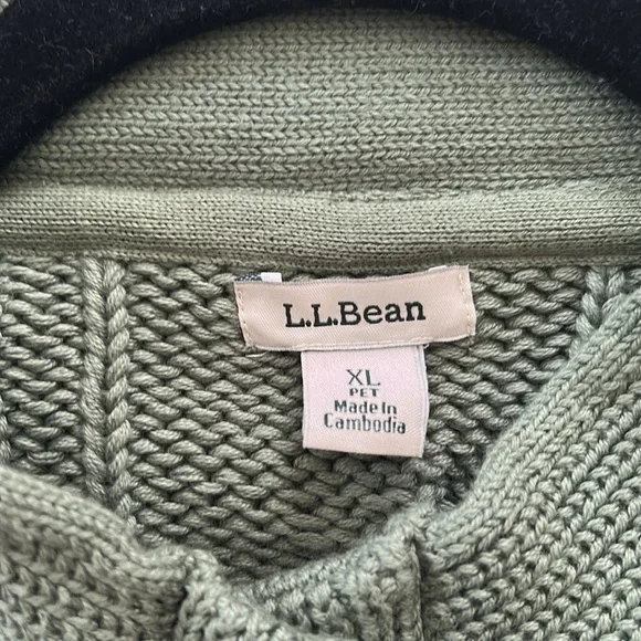 L.L. Bean Double L® Cable Sweater, Button-Front Cardigan - Bay Leaf Green - Picture 5 of 7